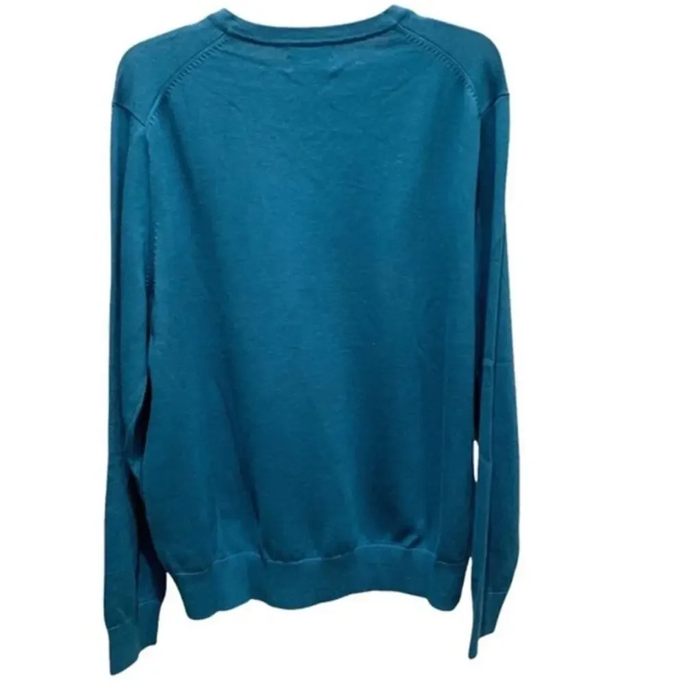 Lands' End Men's V-Neck Pullover Sweater Teal‎ Size L Lightweight - Picture 3 of 7